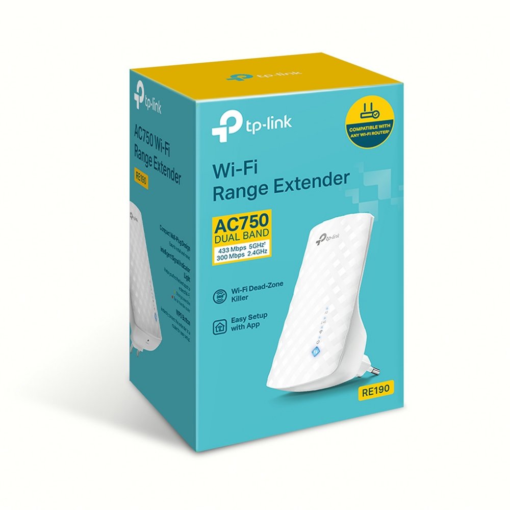 TP-Link RE190 | Wi-Fi 5 Range Extender | Dual-band | 750 Mbps | 10/100 Mbps Ethernet | Wit - Matmuis