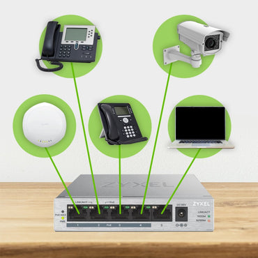 Zyxel GS1005HP | Unmanaged Switch | 5 Poorten | Gigabit Ethernet | PoE | Zilver - Matmuis