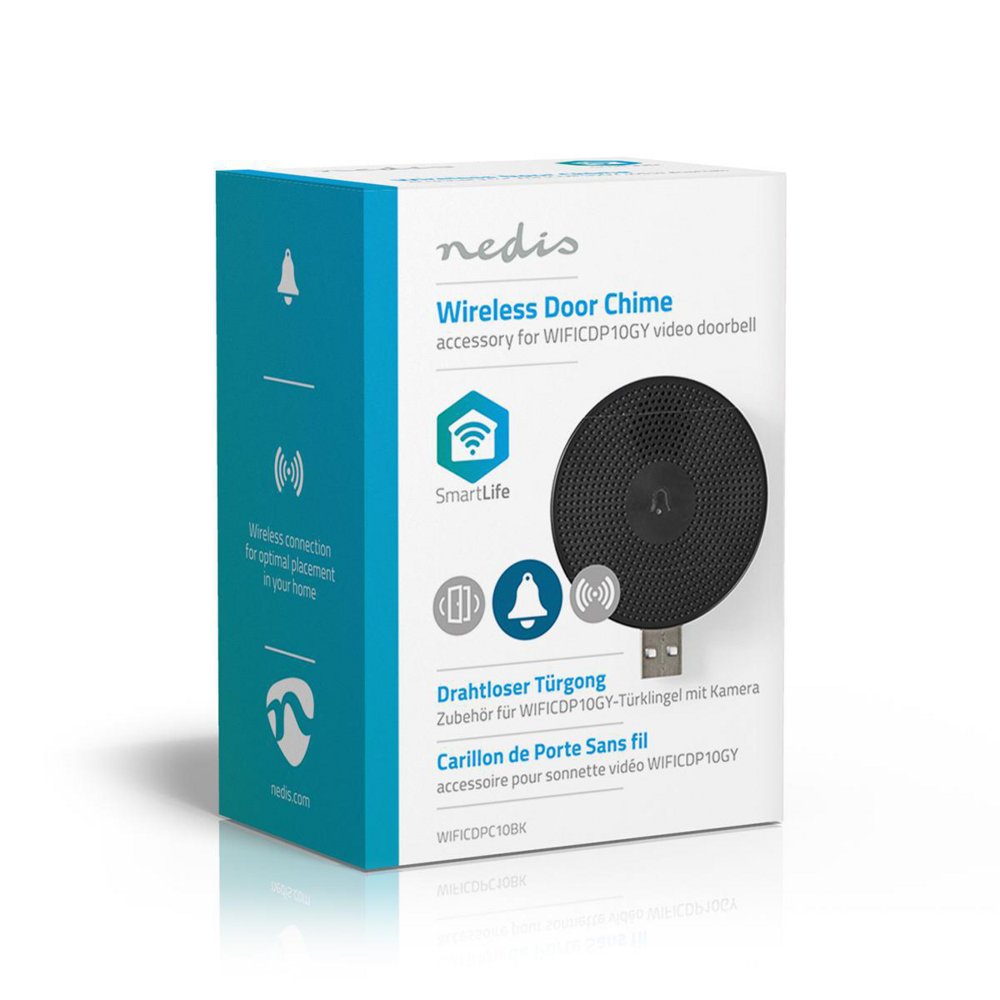 Nedis WIFICDPC10BK | Draadloze deurbelontvanger | USB-gevoed | 433 MHz | 80 dB | Zwart - Matmuis