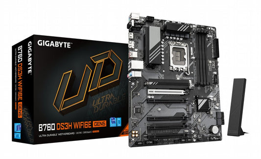GIGABYTE B760 DS3H WIFI6E GEN5 | Intel B760 Express | LGA 1700 | ATX | DDR5 | PCIe 5.0 | WiFi 6E | 2.5GbE LAN | Moederbord - Matmuis - Matmuis