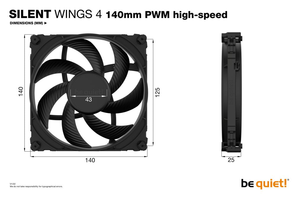 be quiet! Silent Wings 4 | 140mm PWM Case Fan | Zwart - Matmuis - Matmuis
