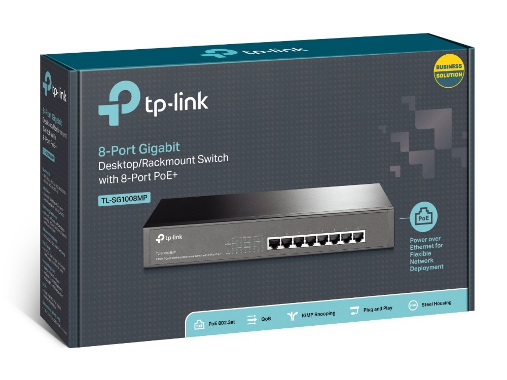 TP-Link TL-SG1008MP | Unmanaged Switch | 8 Poorten | Gigabit Ethernet (10/100/1000 Mbps) | PoE | Zwart - Matmuis