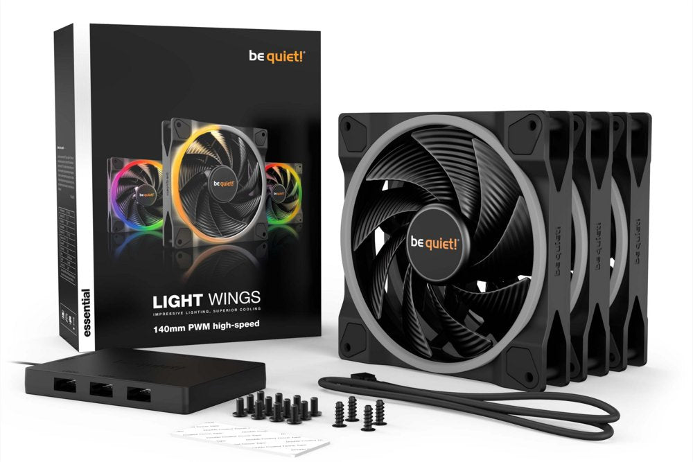 be quiet! Light Wings 140mm PWM High-Speed | 140mm Behuizingsventilator | Zwart | Triple Pack (3 stuks) - Matmuis - Matmuis