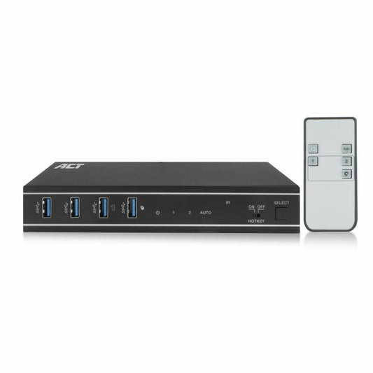 ACT AC7912 | KVM-Switch | 2-Poorts HDMI | 4K@60Hz | USB 3.2 Gen1 | RS-232 | Zwart - Matmuis - Matmuis