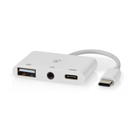 Nedis CCGB64790WT01 | Laptop Dock & Poortreplicator USB 2.0 Type-C | 1× USB-A + 1× USB-C + 3,5 mm audio | 480 Mbps | Wit - Matmuis - Matmuis