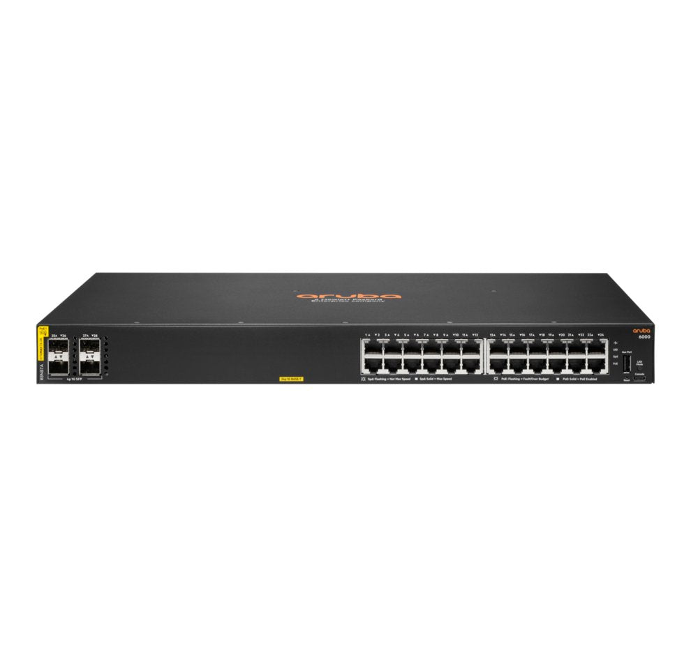 HPE Aruba 6000 24G PoE Switch | Managed L2 | 24 Poorten | Gigabit Ethernet | 4x SFP | 370W PoE Budget | 1U Rackmount - Matmuis