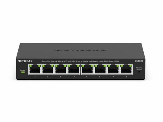 NETGEAR GS308E | 8-Poorts Gigabit Smart Managed Switch | L2/L3 | PoE | Zwart - Matmuis