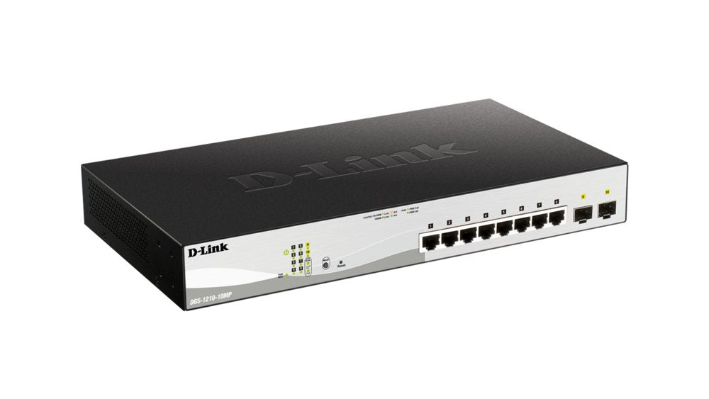 D-Link DGS-1210-10MP/E | Managed L2 Switch | 10 Poorten | Gigabit Ethernet (10/100/1000 Mbps) | PoE - Matmuis