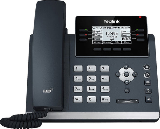 Yealink SIP-T42U | IP-telefoon | 2,7" LCD-scherm | 12 SIP-accounts | HD Voice | Wi-Fi via USB-dongle | Grijs