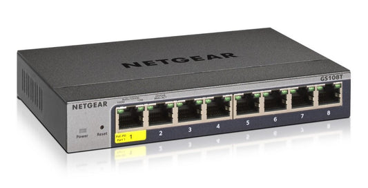 NETGEAR GS108Tv3 | Managed L2 Switch | 8 Poorten | Gigabit Ethernet (10/100/1000 Mbps) - Matmuis