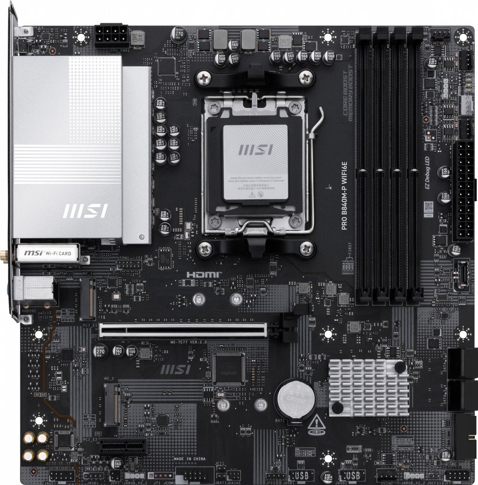 MSI PRO B840M-P WiFi6E | Socket AM5 | AMD B840 | 4xDDR5 | Micro ATX | Moederbord - Matmuis - Matmuis