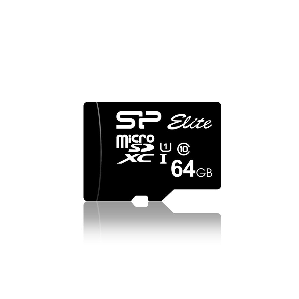 Silicon Power Elite | MicroSDXC | 64GB | Class 10 | UHS-I U1 | Tot 85MB/s | Inclusief SD-adapter | Zwart - Matmuis
