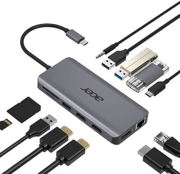Acer 12-in-1 USB-C Docking Station | Dual HDMI | DisplayPort | Gigabit Ethernet | USB 3.2 Gen 1