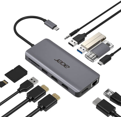 Acer 12-in-1 USB-C Docking Station | Dual HDMI | DisplayPort | Gigabit Ethernet | USB 3.2 Gen 1 - Matmuis