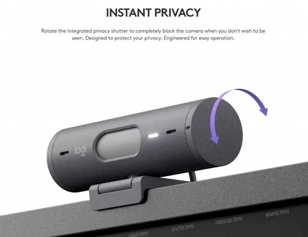 Logitech Brio 500 | Full HD Webcam (1920x1080) | 4 MP | USB-C | Grafiet - Matmuis - Matmuis