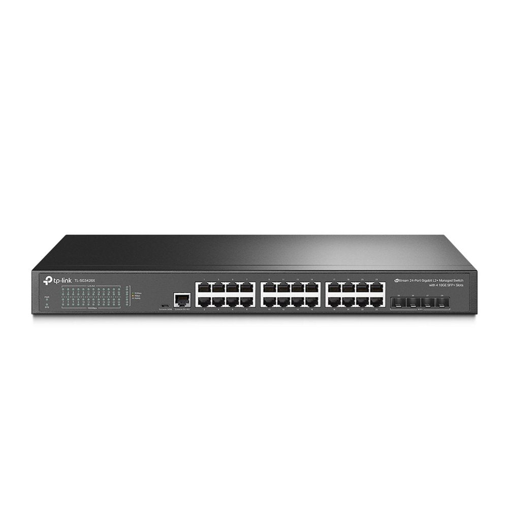 TP-Link TL-SG3428X | JetStream Managed L2+ Switch | 24 Poorten | Gigabit Ethernet (10/100/1000 Mbps) | 4x 10G SFP+ | Omada SDN | Rackmount | Zwart - Matmuis
