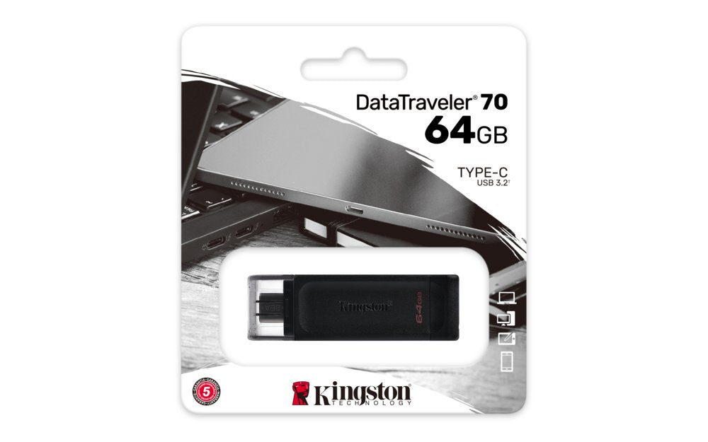 Kingston DataTraveler 70 | 64GB USB-C 3.2 Flash Drive | Zwart - Matmuis - Matmuis