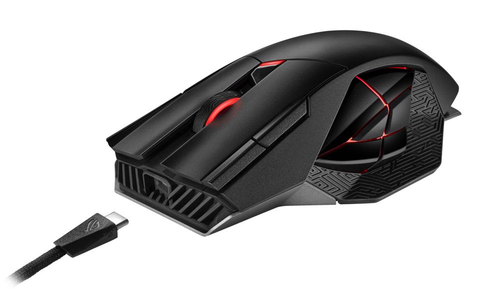 ASUS ROG Spatha X | Draadloze Gaming Muis | Rechtshandig | RF + USB-A | 19000 DPI | Zwart - Matmuis - Matmuis