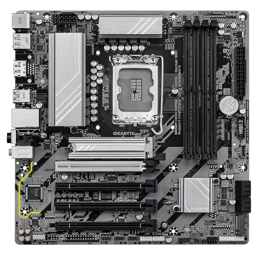 Gigabyte B860M DS3H WIFI6E | Socket LGA 1851 (V1) | Intel B860 | 4xDDR5 | Micro ATX | Moederbord - Matmuis - Matmuis