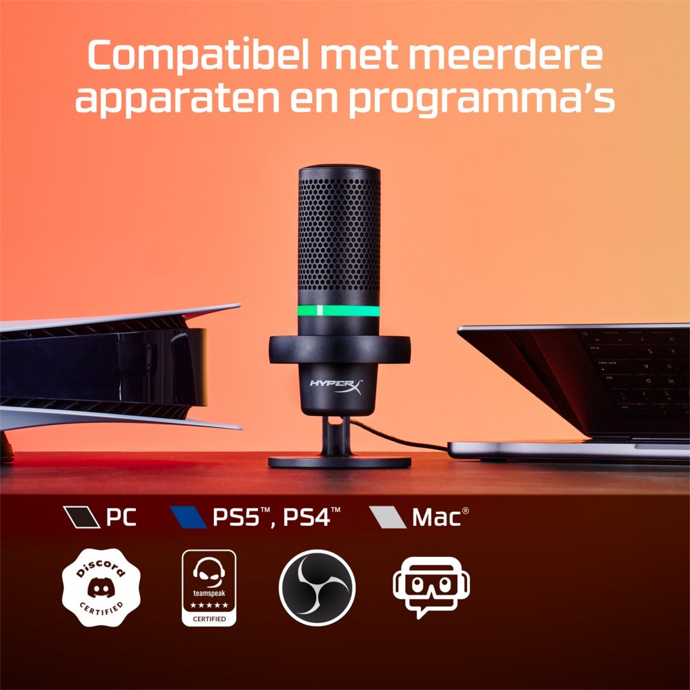HyperX DuoCast | USB-microfoon | RGB-verlichting | Voor pc en console | Zwart - Matmuis - Matmuis