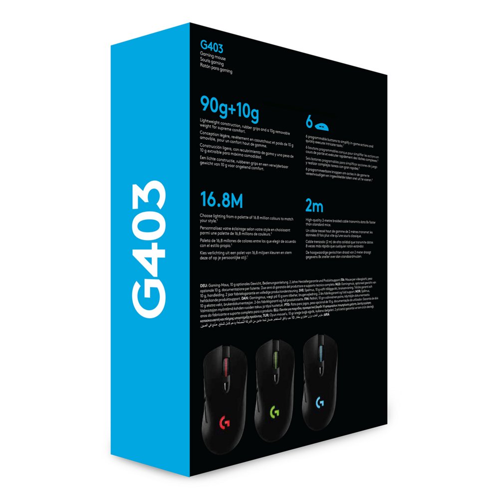 Logitech G403 Hero | Draadloze Gaming Muis | Rechtshandig | RF | 25600 DPI | Zwart - Matmuis - Matmuis