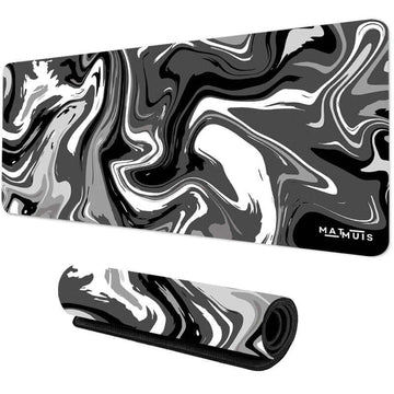 XXL Muismat | Liquid Abstract Black Chrome | Matmuis