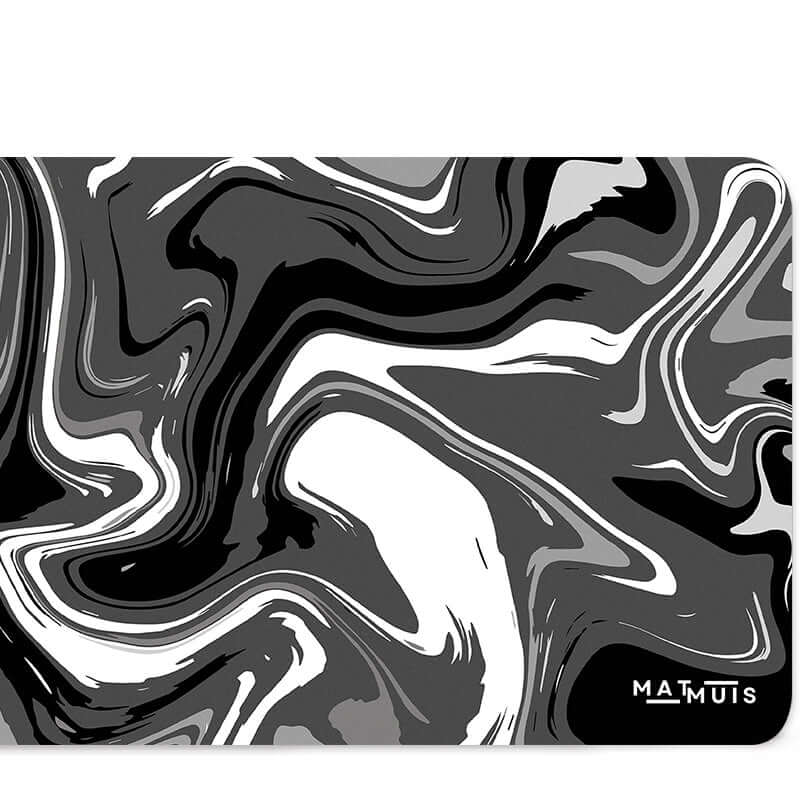 XXL Muismat | Liquid Abstract Black Chrome | Matmuis