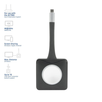 ACT Aero 4K Presentator Knop (AC7961) | USB-C | 4K | Draadloos | Tot 20m | Plug and Play - Matmuis - Matmuis