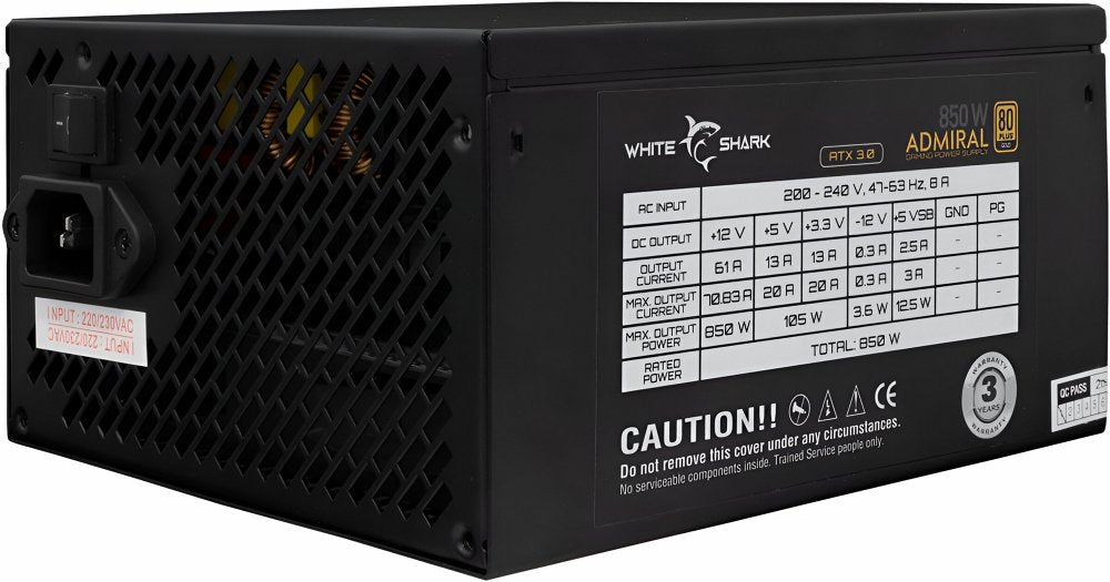 White Shark Admiral | 850 Watt Gold ATX 3.0 PSU | PCIe 5.0 | Power Supply | Voeding - Matmuis - Matmuis