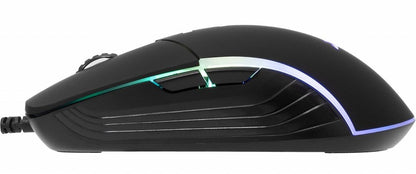 Baracuda NAUTILUS RGB | Bekabelde Gaming Muis | Rechtshandig | USB-A | 12800 DPI | Zwart - Matmuis - Matmuis
