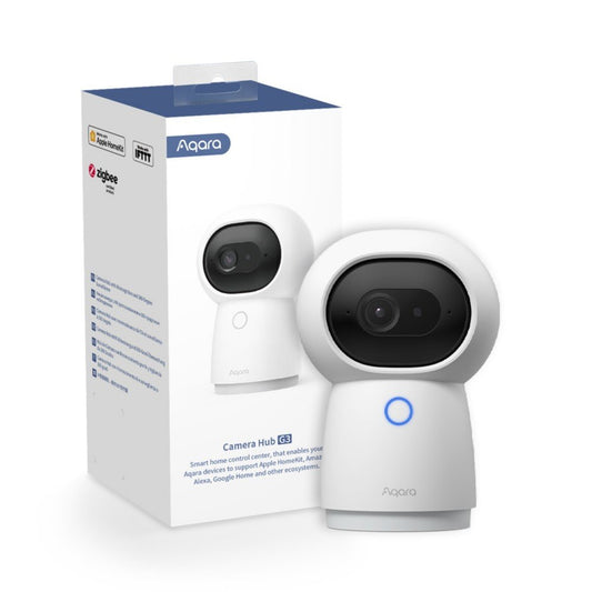 Aqara Camera Hub G3 | IP-beveiligingscamera | 2K-resolutie (2304 × 1296) | 360° Pan & Tilt | Gezichts- en gebarenherkenning | Ingebouwde Zigbee 3.0 Hub | IR-afstandsbediening | HomeKit Secure Video-ondersteuning | Wit - Matmuis - Matmuis