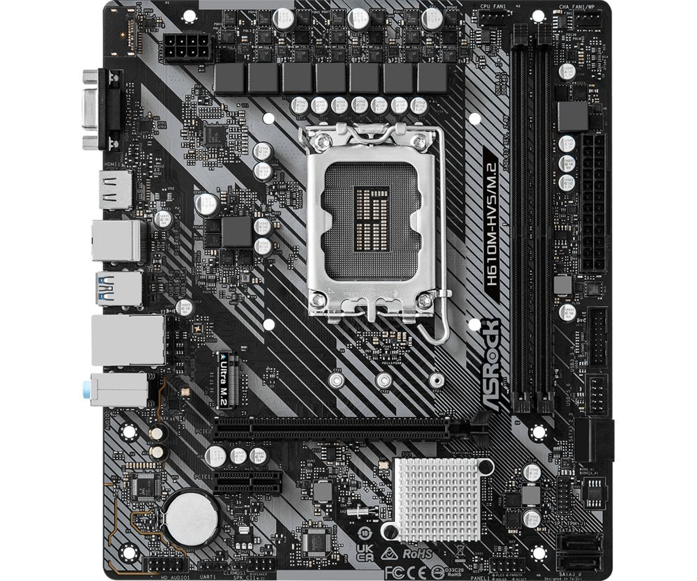 Asrock H610M-HVS/M.2 R2.0 | Socket LGA 1700 | Intel H610 | 4xDDR4 | Micro-ATX | Moederbord - Matmuis - Matmuis