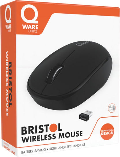 QWARE Wireless Mouse Bristol Zwart - Matmuis