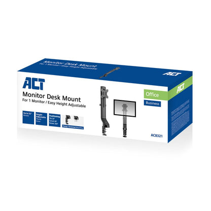 ACT AC8321 | In Hoogte Verstelbare Monitor-bureaubeugel | Tot 32" | Max 8kg | VESA 100x100 | 1 Monitor - Matmuis - Matmuis