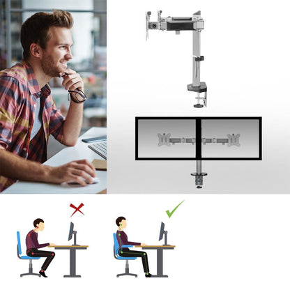 ACT AC8336 | Verstelbare Monitor-bureaubeugel | Tot 32" | Max 9kg | VESA 100x100 | 2 Monitoren - Matmuis - Matmuis