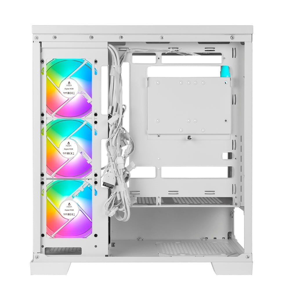 Case Azza Cove | Midi Tower | RGB | Tempered Glass | Wit - Matmuis