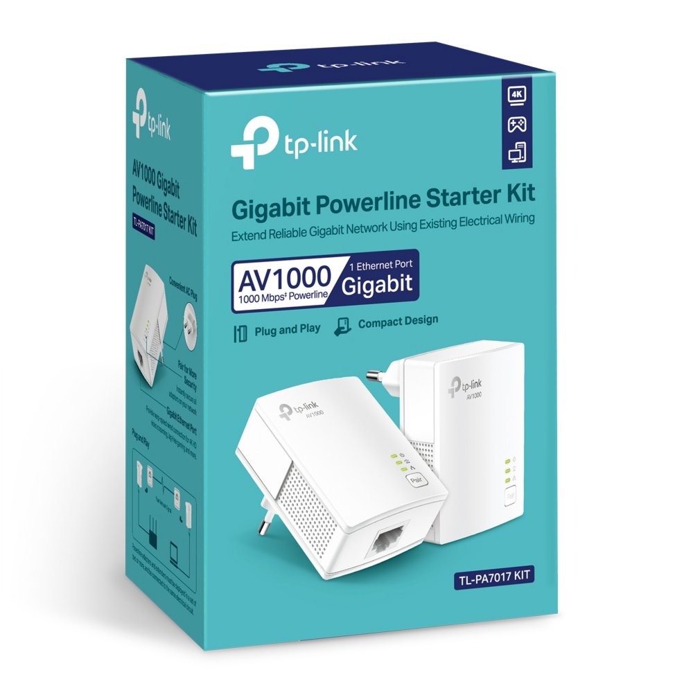 TP-Link TL-PA7017 KIT | Powerline Adapter Set | 1000 Mbps | Gigabit Ethernet | Wit - Matmuis
