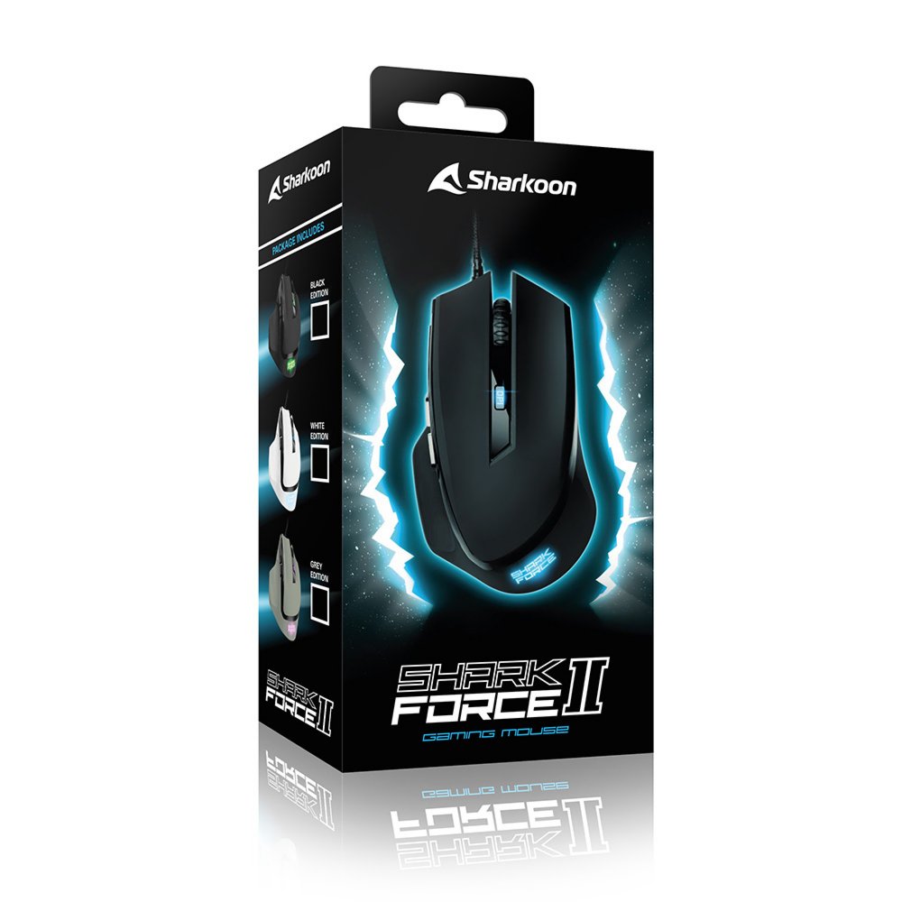 Sharkoon SHARK Force II | Bekabelde Gaming Muis | Rechtshandig | USB-A | 4200 DPI | Zwart - Matmuis - Matmuis