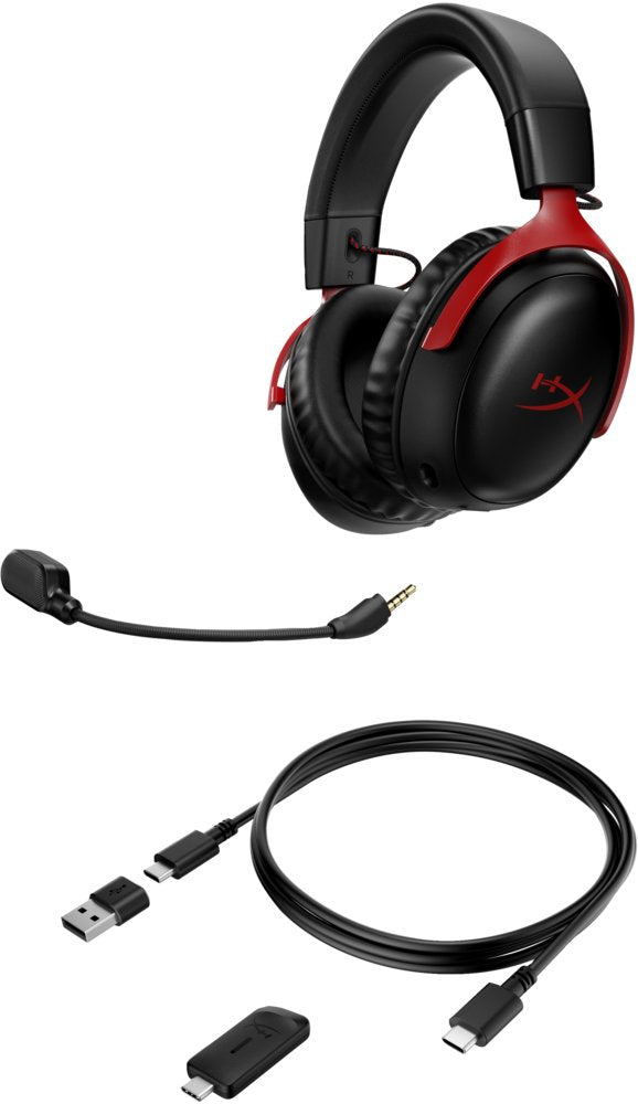 HyperX Cloud III | Draadloze Over-ear Gaming Headset | USB-A & USB-C Receiver | Zwart/Rood - Matmuis - Matmuis