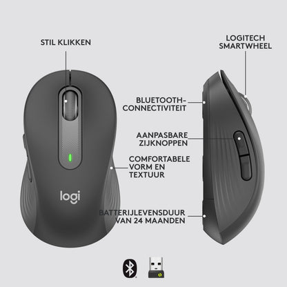 Logitech Signature M650 for Business | Draadloze Muis | Rechtshandig | RF + Bluetooth | 4000 DPI | Grafiet - Matmuis - Matmuis