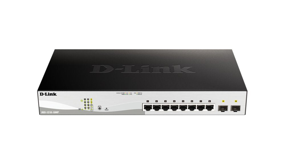 D-Link DGS-1210-10MP/E | Managed L2 Switch | 10 Poorten | Gigabit Ethernet (10/100/1000 Mbps) | PoE - Matmuis - Matmuis