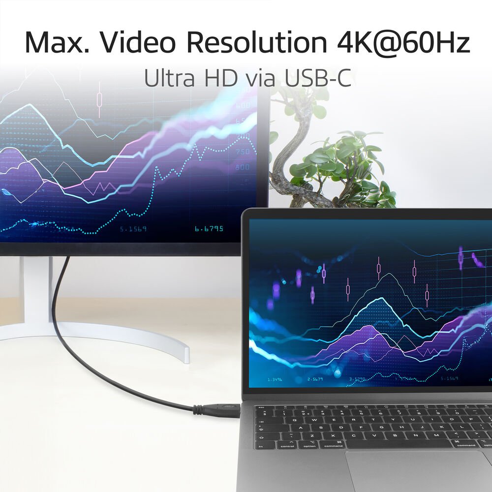 ACT AC7470 | USB 3.2 Gen 2 Kabel | USB-C (recht) naar USB-C (haaks boven/beneden) | 60W | 10Gbps | 0,5m | Zwart - Matmuis - Matmuis