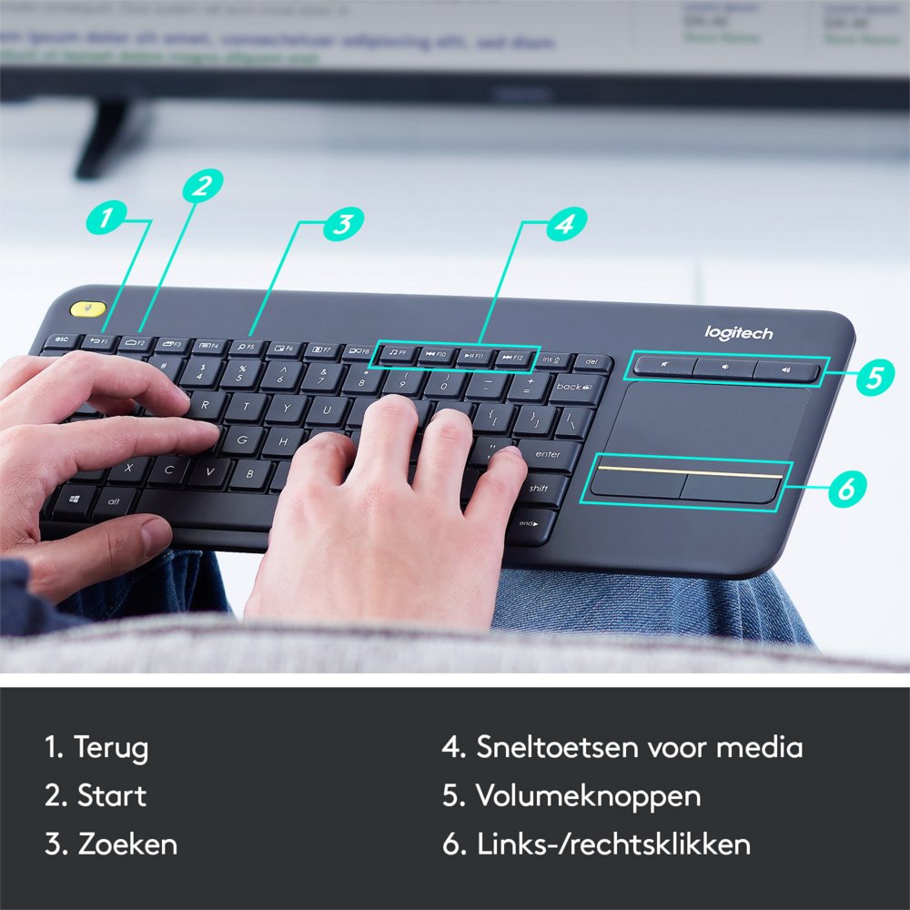 Logitech K400 | Draadloos Toetsenbord met Touchpad | QWERTY - Matmuis - Matmuis