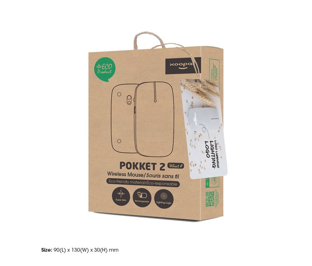 Xoopar Pokket 2 Eco | Ambidextrous Draadloze Muis | RF-Draadloos + USB-A | Wheat - Matmuis - Matmuis