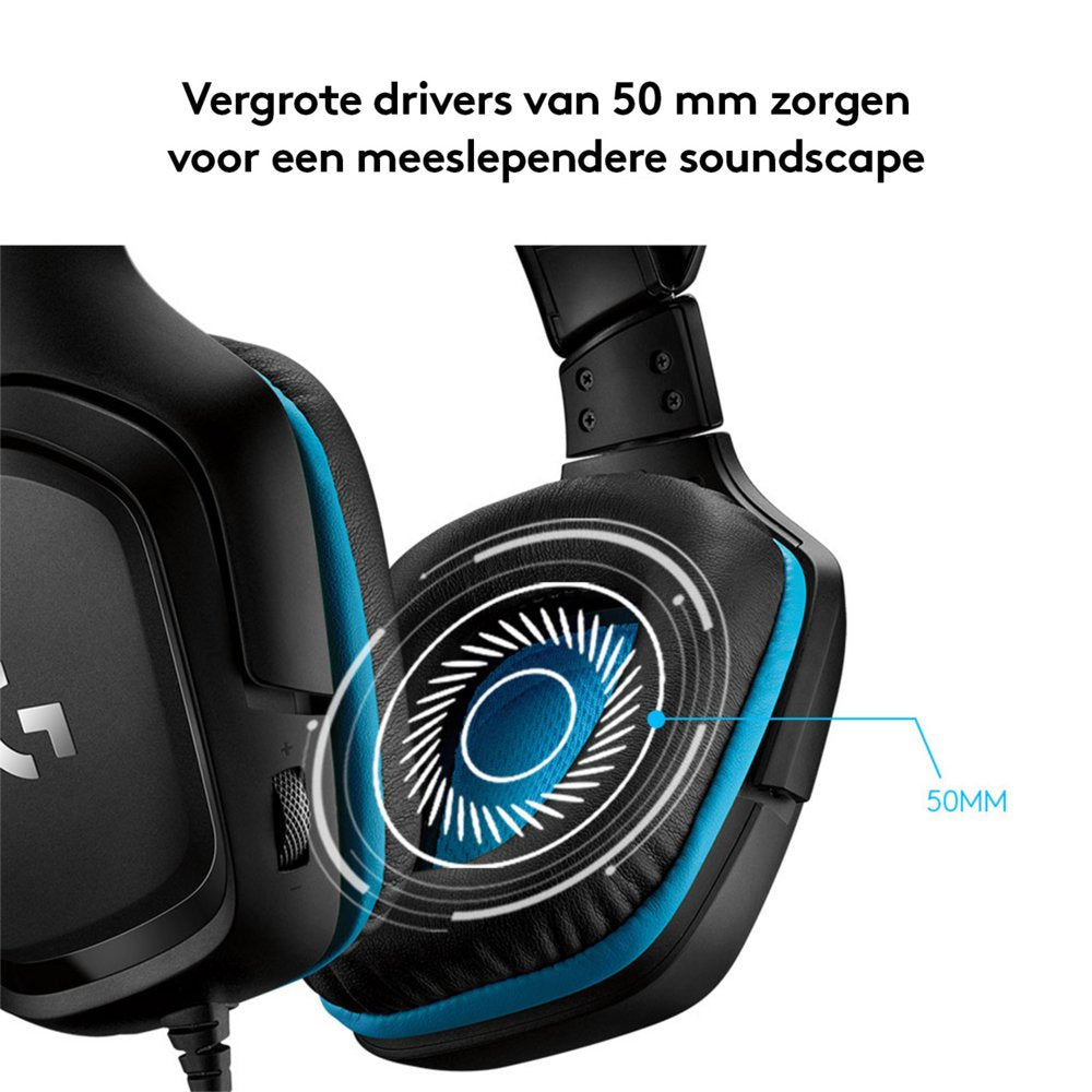 Logitech G432 | Bedrade Over-ear Gaming Headset 3.5mm Connector | 7.1 Surround | Zwart/Blauw - Matmuis - Matmuis