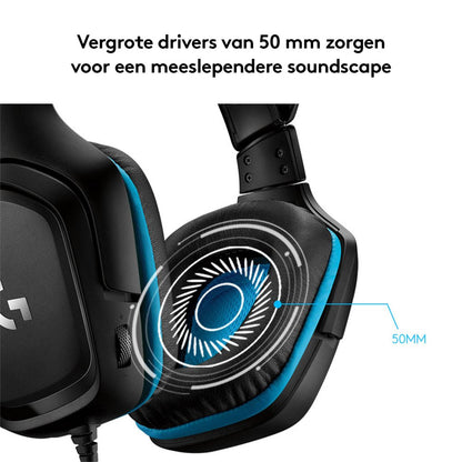 Logitech G432 | Bedrade Over-ear Gaming Headset 3.5mm Connector | 7.1 Surround | Zwart/Blauw - Matmuis - Matmuis
