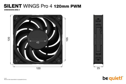 be quiet! Silent Wings Pro 4 | 120mm PWM Case Fan | Zwart - Matmuis - Matmuis