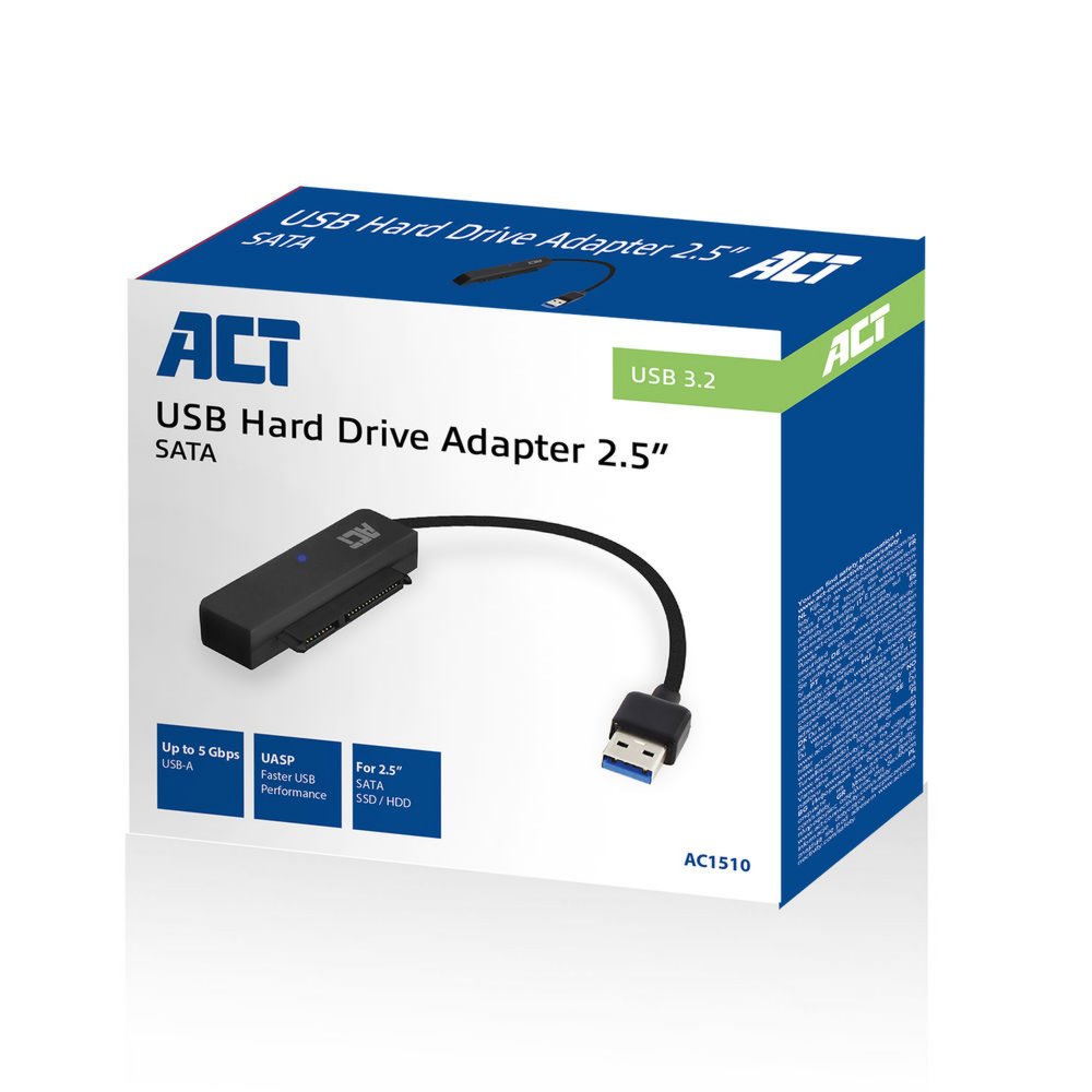 ACT kabel-tussenstuk | SATA naar USB-A | Zwart | AC1510 - Matmuis - Matmuis