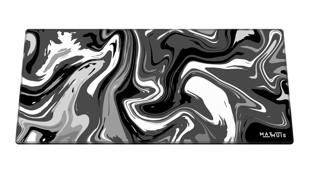 XXL Muismat | Liquid Abstract Black Chrome