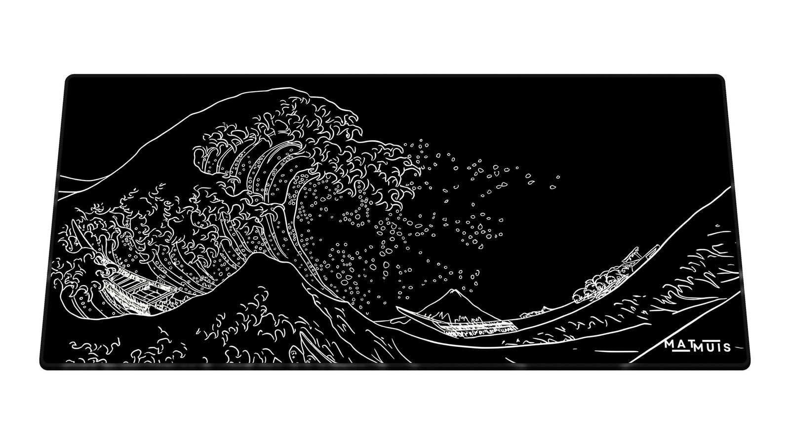 XXL muismat Wave Trace Black 90x40 cm schuin van boven